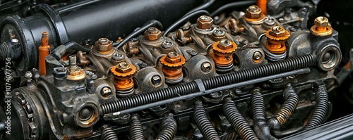 Detailed Close-Up of an Engine Cylinder Head