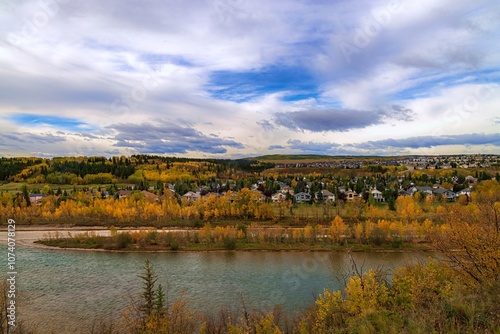 Panoramic Lookout Of A Fall River Valley