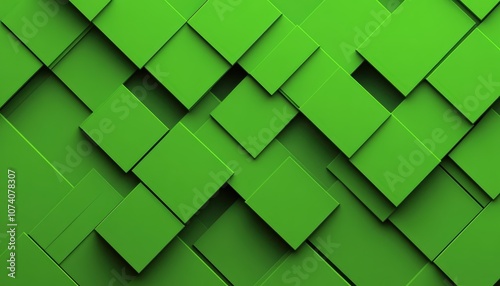 Abstract Green Geometric Pattern of Overlapping Squares