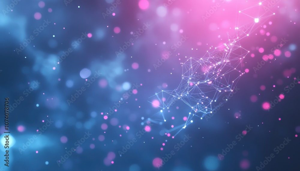 Abstract Network with Pink and Blue Bokeh Lights Abstract Network with Pink and Blue Bokeh Lights