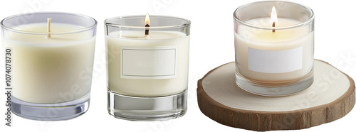 set of tea light candle isolated on white background