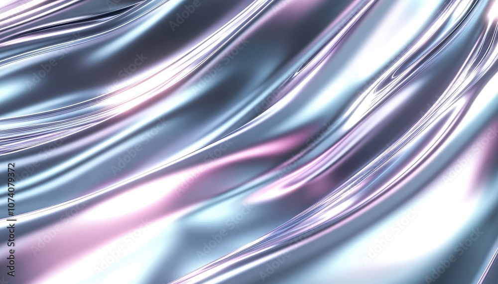 Abstract Background of Shiny, Curving, Metallic Fabric