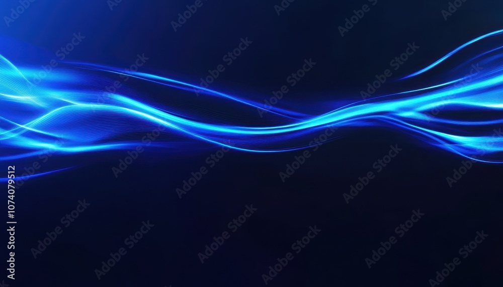 Naklejka premium Abstract Blue Light Waves on a Dark Background