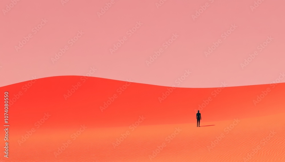 Solitary Figure in a Crimson Desert Landscape Solitary Figure in a Crimson Desert Landscape