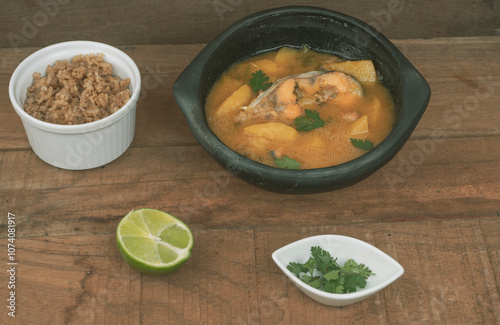 Sancocho soup typical Colombian fish food photo