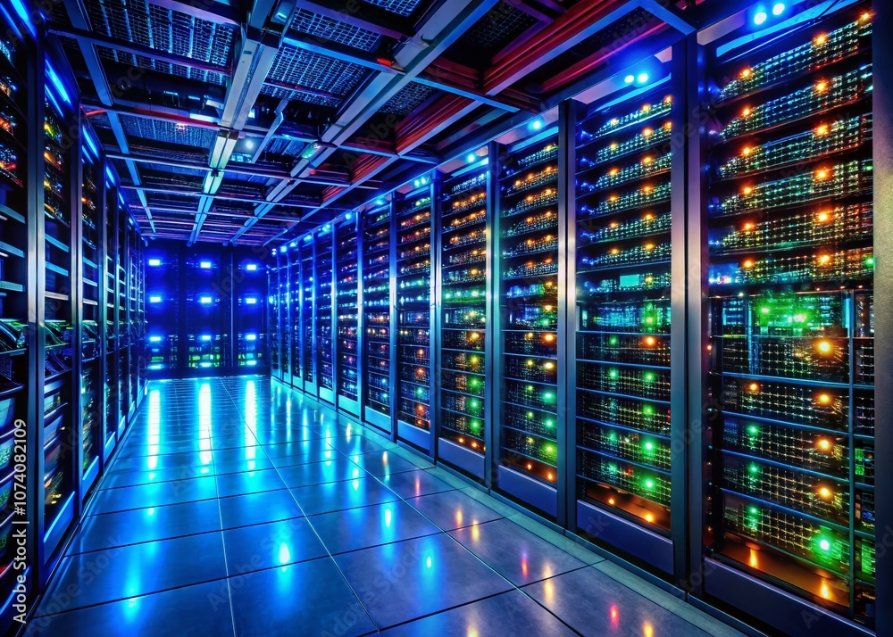 Dark Server Room with Illuminated Servers and Network Equipment at Night, Showcasing the Intricate Details of Technology in a Candid Photography Style for Tech Enthusiasts Dark Server Room with Illuminated Servers and Network Equipment at Night, Showcasing the Intricate Details of Technology in a Candid Photography Style for Tech Enthusiasts
