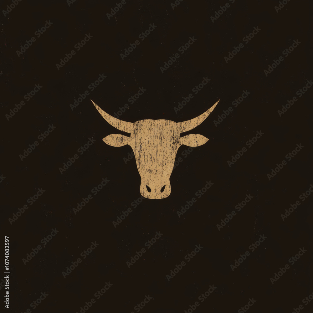 Obraz premium A stylized silhouette of a bull's head on a black background.
