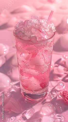 A refreshing pink drink topped with whipped cream, surrounded by a soft pink backdrop.