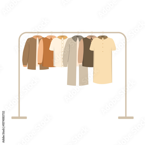 Preloved Clothes on Hangers Illustration