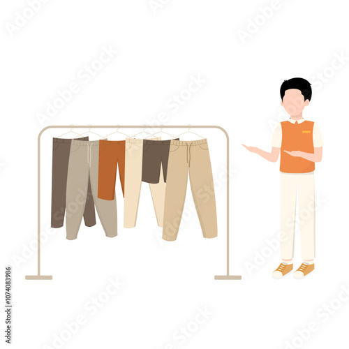 Man Selling Pants in Fashion Shop