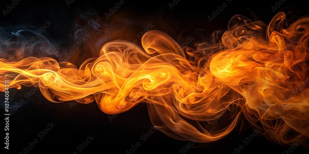 Fototapeta premium Abstract Flame-Like Smoke Swirls on a Dark Background