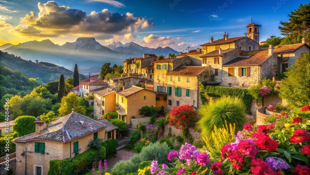Obraz premium Discover the Charm of Biot Village in the French Alpes-Maritimes: A Picturesque Escape with Stunning Architecture and Lush Nature