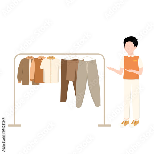Man Sell Preloved Clothes in Fashion Store