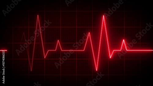 Cardiogram heartbeat pulse rate neon glowing video animation. Emergency ekg monitoring. loop motion animate 4k footage. Abstract heartbeat.
