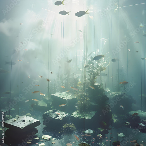 Mysterious Veil Over Aquatic Life: A Cloudy Fish Tank Scenario Revealing the Intricate Tale of Underwater Change and Adaptation photo