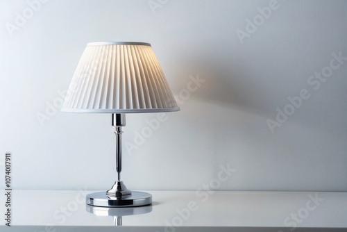 Elegant Chrome Table Lamp with White Pleated Shade on a Clean White Background Perfect for Modern Minimalist Decor and Interior Design Inspiration