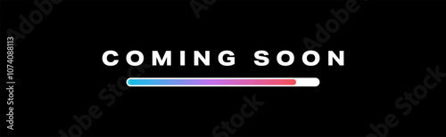 Coming Soon Banner. Coming Soon Text with Loading Bar Isolated on Black Background. Coming Soon Graphic for Web Banner, Landing Page, Social Media Ad