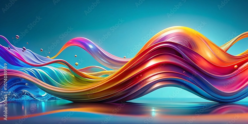 Elegant Liquid Morphing Wave Shapes on a Clean Background with Copy Space for Seamless Loop Computer Generated Visuals in Panoramic View Elegant Liquid Morphing Wave Shapes on a Clean Background with Copy Space for Seamless Loop Computer Generated Visuals in Panoramic View