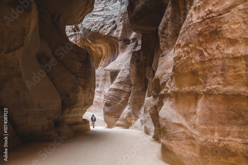 canyon landscape of Petra in the morning photo