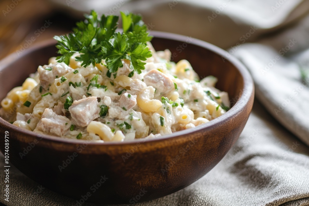 A dish of tuna macaroni salad A dish of tuna macaroni salad