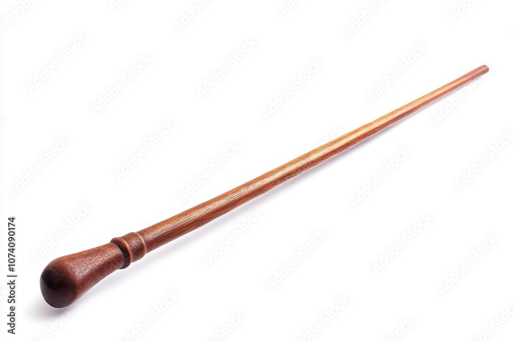 A single wooden wand alone on a white background A single wooden wand alone on a white background