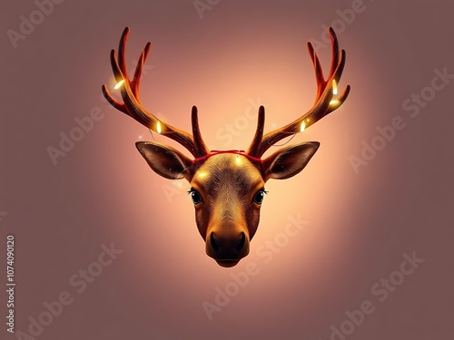 a deer head with a light on it's antlers photo