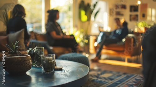 A quiet and comfortable communal living space fostering connections and meaningful conversations a retreat attendees.