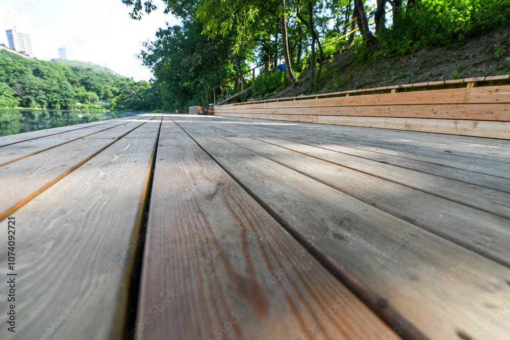 Obraz premium wooden pier in forest