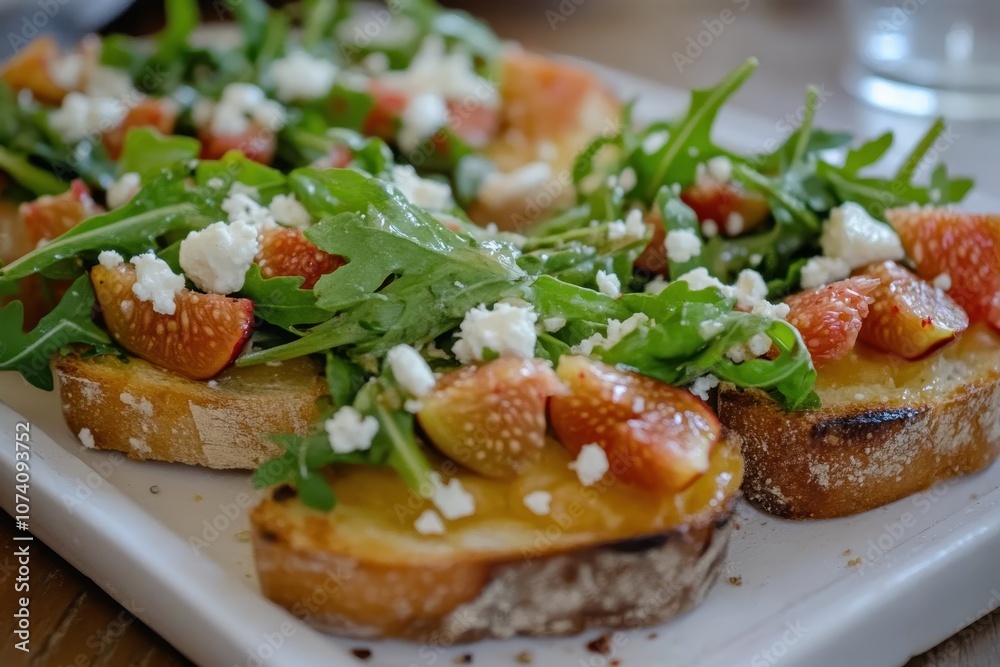 Bruschetta with fig goat cheese and arugula salad Bruschetta with fig goat cheese and arugula salad