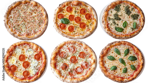 Margarita Pizzas With Various Toppings on a Clear Background Generative AI