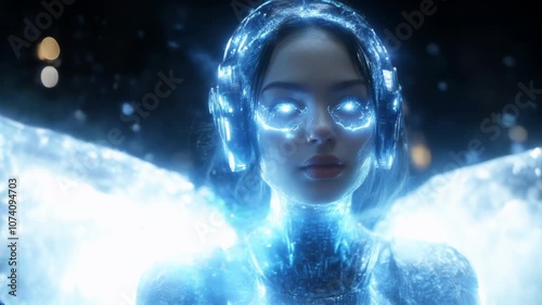 Cyber angel girl.  Created with AI.