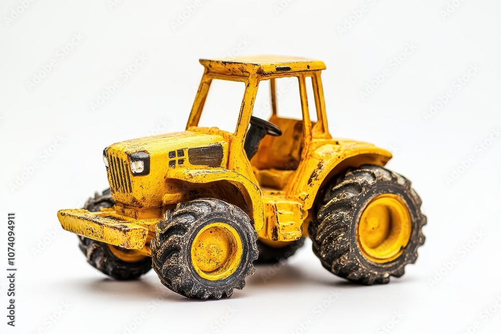 Children s toy tractors Isolated toy excavator Yellow tractor against white Tractor on white background Children s toy tractors Isolated toy excavator Yellow tractor against white Tractor on white background