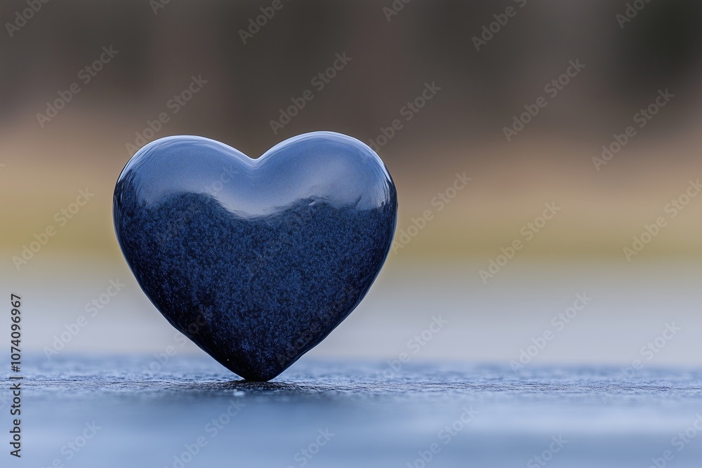 Fototapeta premium Blue Heart-Shaped Object on a Blue Surface