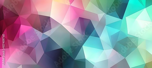 An abstract geometric background featuring a harmonious blend of colors including soft pinks, blues, and greens, creating a vibrant and modern art piece.