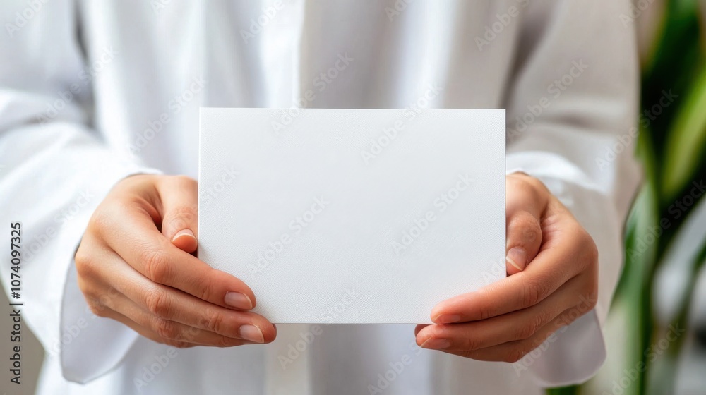 Patient Receiving Cancer Diagnosis Report in Bright Clinic with Hands Holding Blank Card, Symbolizing Hope and Positivity in Healthcare Patient Receiving Cancer Diagnosis Report in Bright Clinic with Hands Holding Blank Card, Symbolizing Hope and Positivity in Healthcare