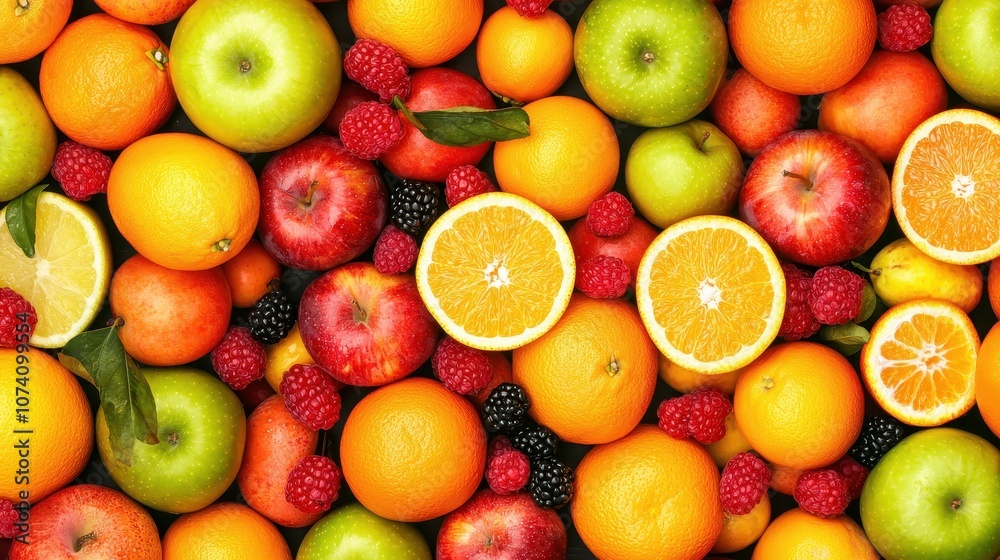 A vibrant array of fresh fruits including oranges, apples, and berries, showcasing a colorful and healthy selection. A vibrant array of fresh fruits including oranges, apples, and berries, showcasing a colorful and healthy selection.