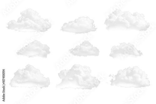 Fototapeta Naklejka Na Ścianę i Meble -  Collection of white clouds on a transparent background