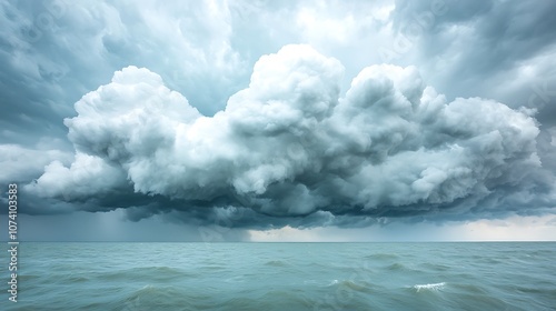 Dramatic cloud formation over calm ocean waters captivates nature enthusiasts and photographers