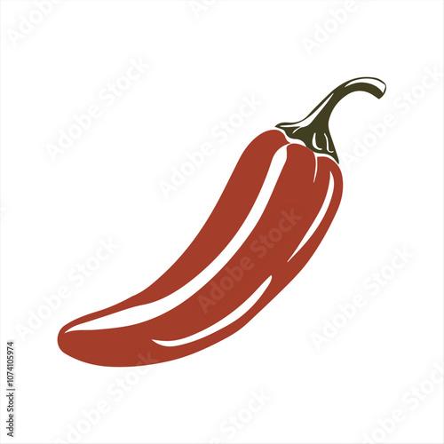 Flat Vector Whole Fresh Hot Chili Pepper Design Template Closeup Isolated. Spicy Chili Hot or Bell Pepper, Front View. Vector Illustration