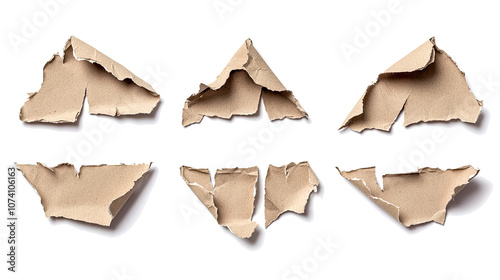 Collection of Torn Paper Pieces Isolated on a Transparent Background Generative AI