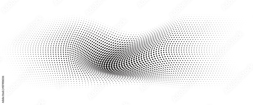 Flowing Wave Dot Halftone Pattern: Curve Gradient Shape on Transparent Background. Suitable for AI, Tech, Network, Digital, Science, and Technology Themes. Flowing Wave Dot Halftone Pattern: Curve Gradient Shape on Transparent Background. Suitable for AI, Tech, Network, Digital, Science, and Technology Themes.