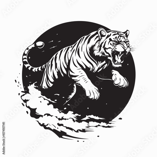 Tiger Jump Image Vector. Illustration of a Tiger Jump Image isolated on white background.