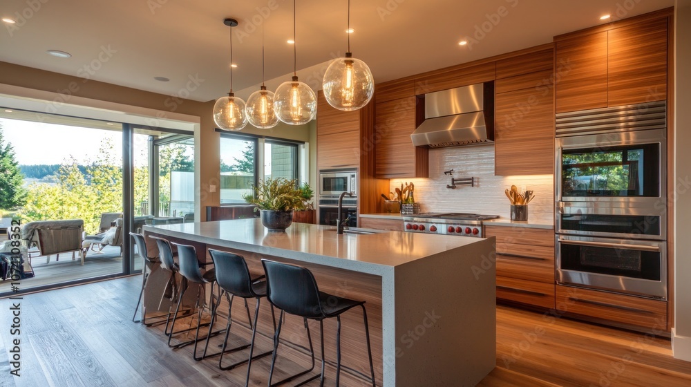 Modern Kitchen with Island and Natural Light