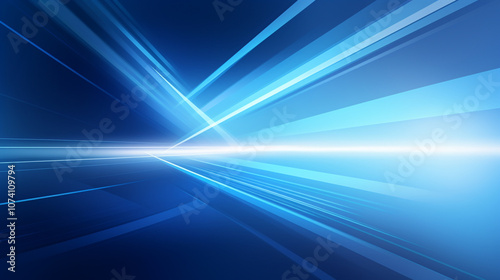 Abstract blue neon speed light effect , Blue technology background with motion neon light effect.