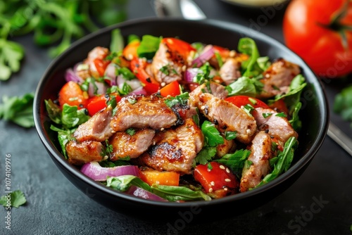 Zesty fried pork neck salad Flavorful