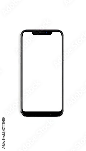 Smartphone mockup, template on white background isolated with white highlights, png