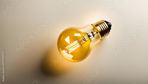 yellow light bulb laying on a isolated background