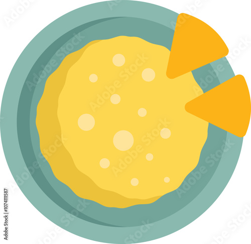 Simple vector illustration of a cheese omelette with cheese on top served on a round plate