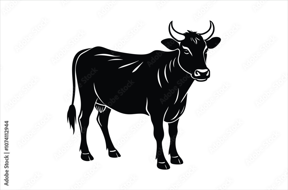 Fototapeta premium cow vector, icon vector illustration, cow silhouette of a cow isolated on a white background, eps, png, svg, vector,