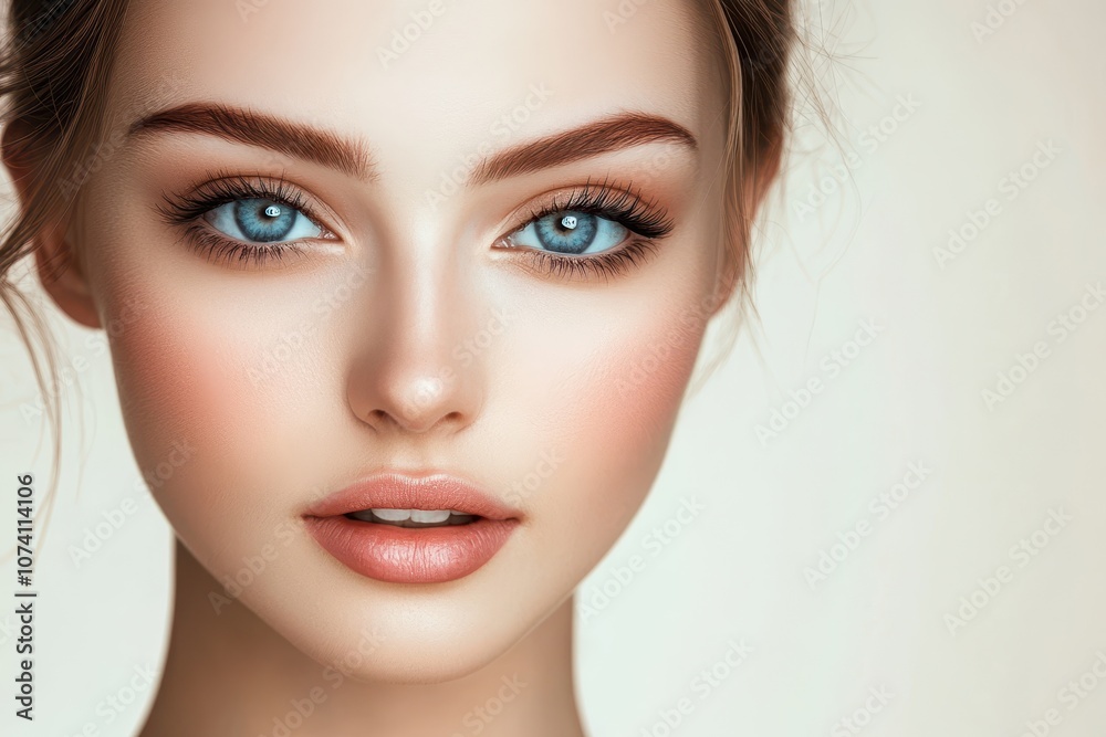 Zoomed in image of an attractive young woman s face Zoomed in image of an attractive young woman s face